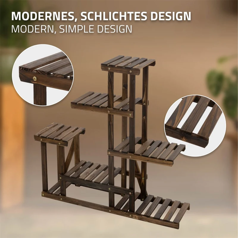 ML-Design | Blumenregal aus Holz, Pflanzenregal mit 6 Ebenen