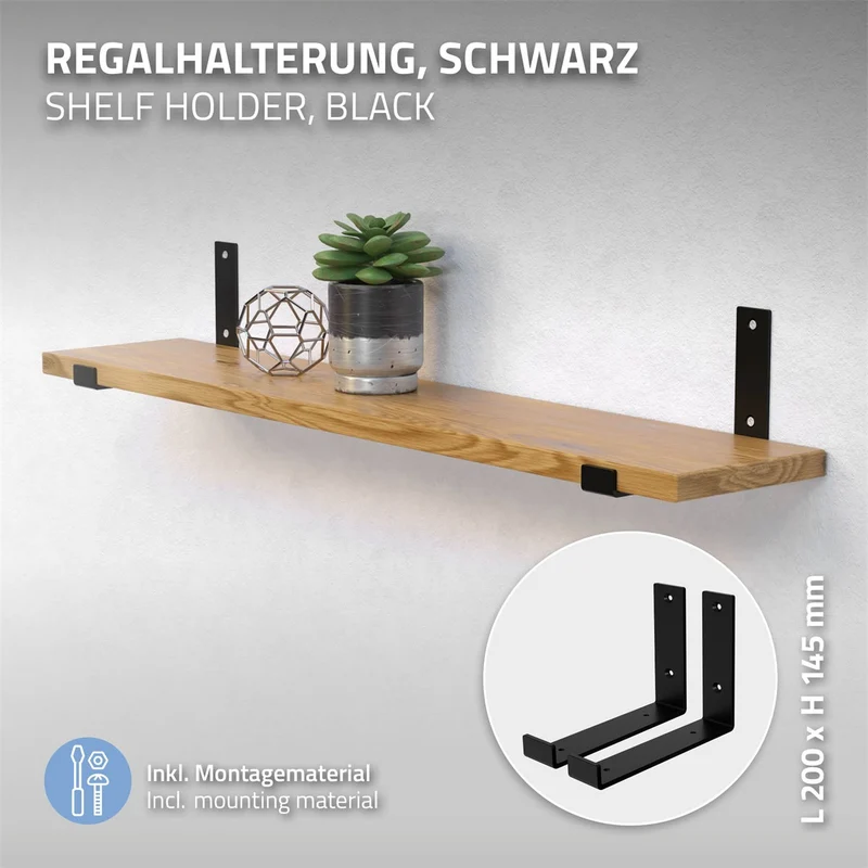 ML-Design | Wandkonsole 2er Set aus Stahl, Regalwinkel Regalhalterung
