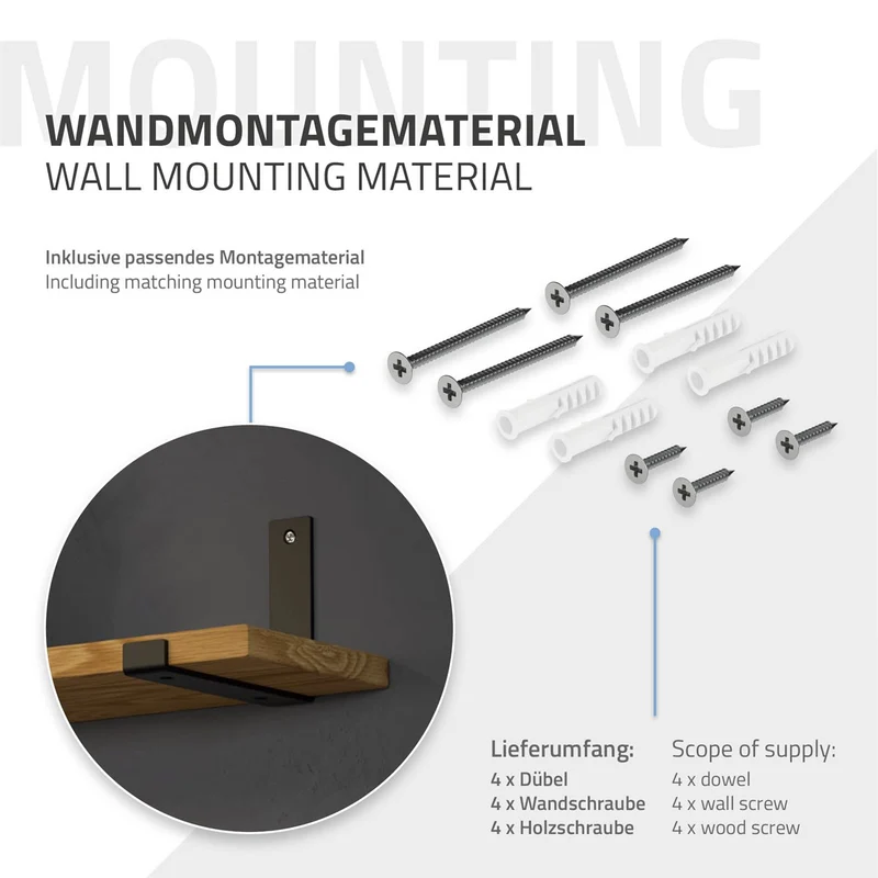 ML-Design | Wandkonsole 2er Set aus Stahl, Regalwinkel Regalhalterung