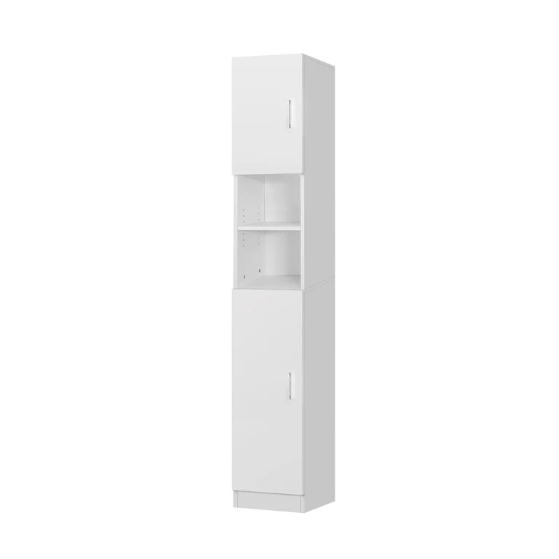 ML-Design | Badezimmerschrank Badschrank Weiß 30x190 cm mit zwei Ablagen