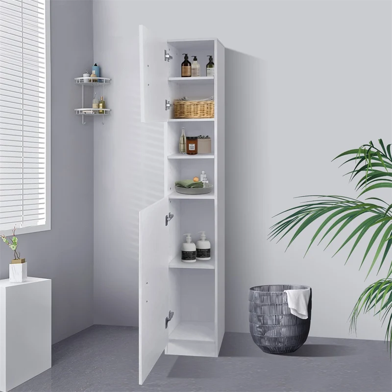ML-Design | Badezimmerschrank Badschrank Weiß 30x190 cm mit zwei Ablagen