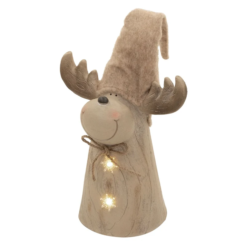 ECD GERMANY | Weihnachtselch-Figur mit LED-Beleuchtung Braun Weihnachtsdeko Innen LED-Rentier Weihnachtsfigur Batteriebetrieben Dekofigur
