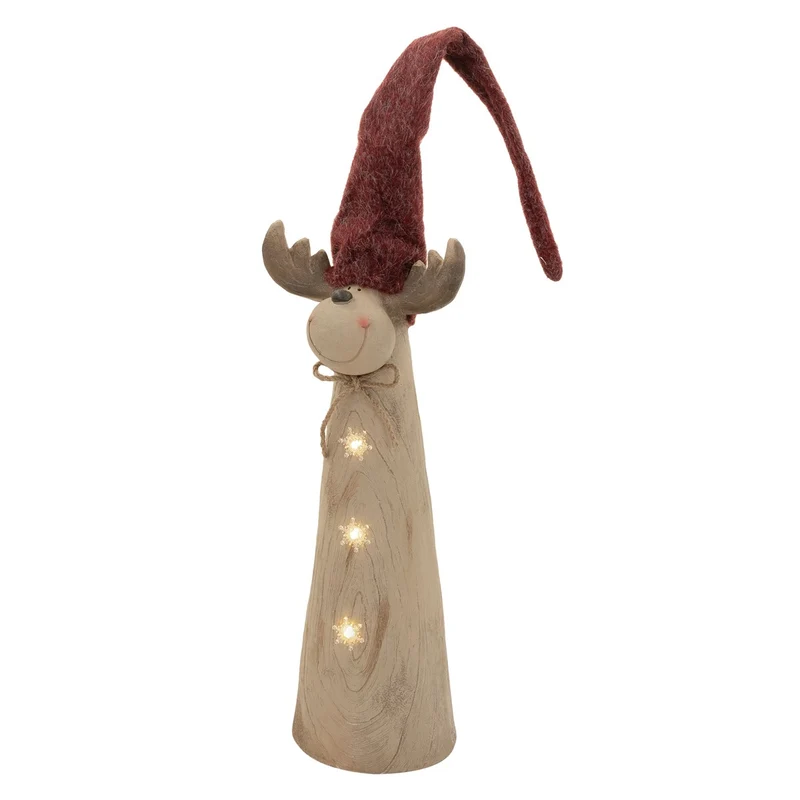 ECD GERMANY | Weihnachtselch-Figur mit LED-Beleuchtung Braun Weihnachtsdeko Innen LED-Rentier Weihnachtsfigur Batteriebetrieben Dekofigur