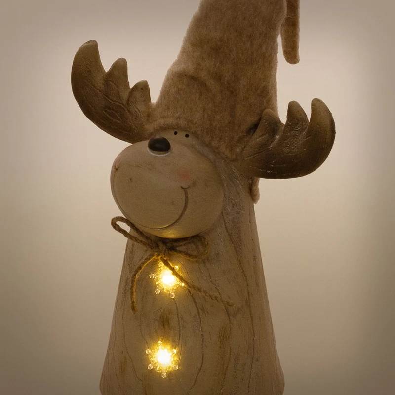 ECD GERMANY | Weihnachtselch-Figur mit LED-Beleuchtung Braun Weihnachtsdeko Innen LED-Rentier Weihnachtsfigur Batteriebetrieben Dekofigur