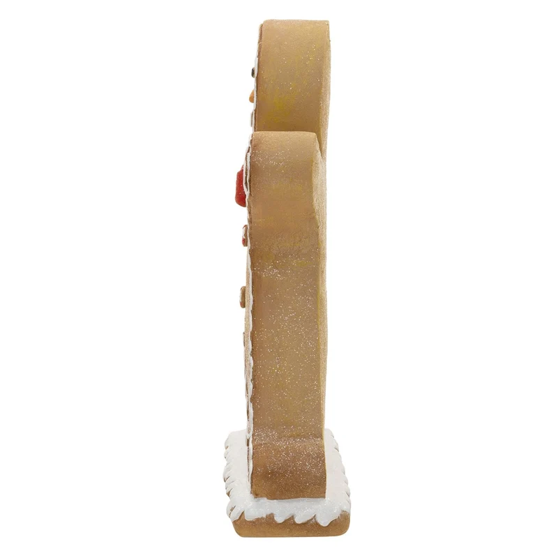 ECD GERMANY | Lebkuchenmann-Figur mit LED-Beleuchtung Braun, Weihnachtsdeko Innen, Lebkuchenfigur, Weihnachtsfigur Batteriebetrieben