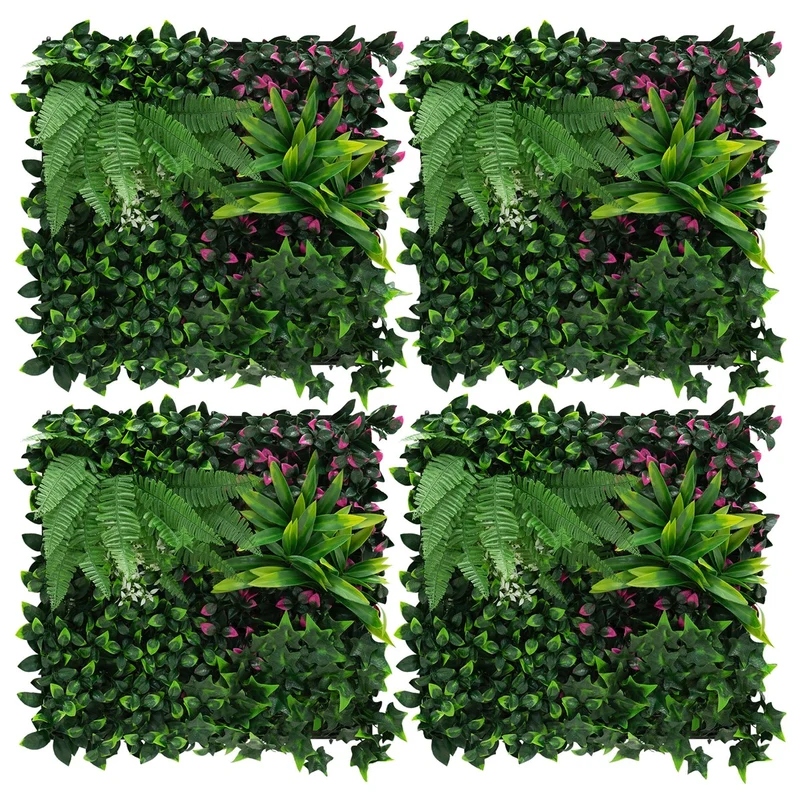 ECD Germany | Künstliche Pflanzenwand Jungle Fern 4er Set 50x50 cm Grün Kunstpflanzen Wandpaneele Indoor OutdoorBlumenwand Sichtschutz Wandpflanzen
