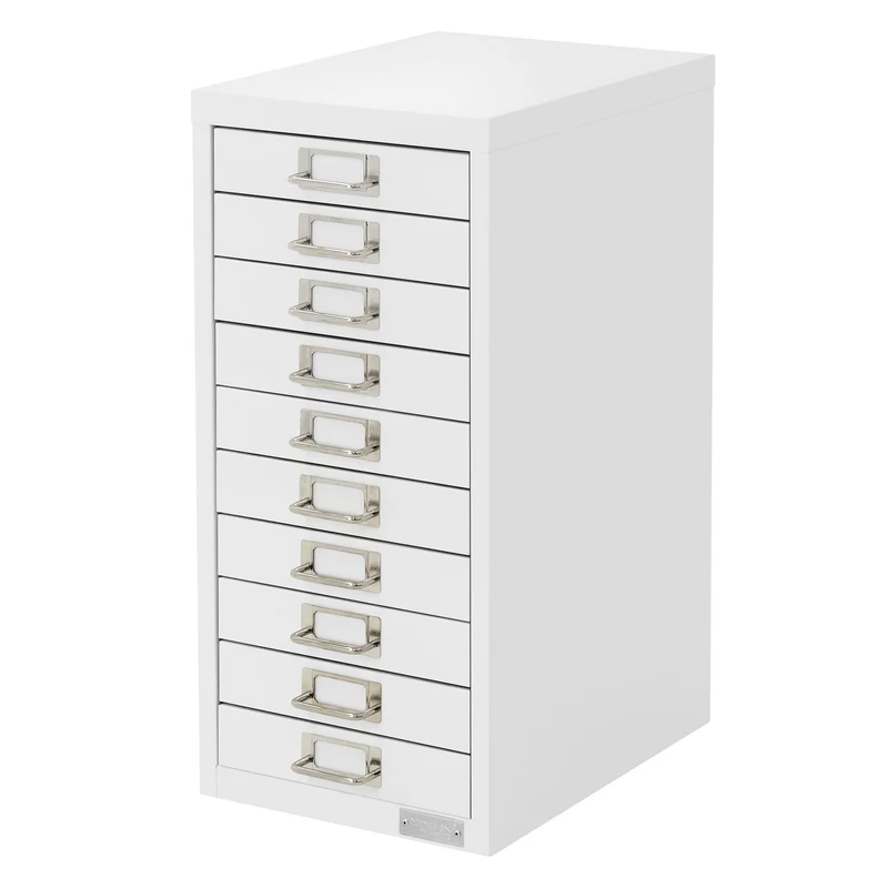 Aktenschrank mit 10 Schubladen 28x38x60 cm Weiß aus Metall ML-Design