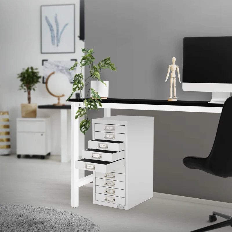 Aktenschrank mit 10 Schubladen 28x38x60 cm Weiß aus Metall ML-Design