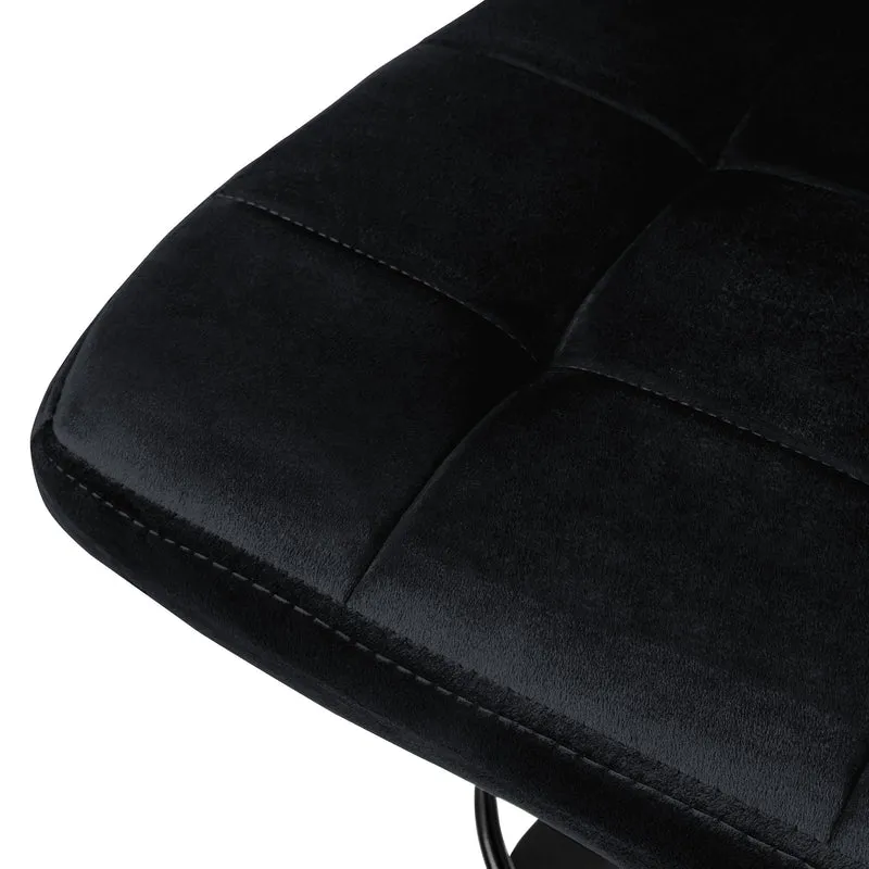 B-Ware Barhocker 2er Set Schwarz Samtbezug mit Rückenlehne und Fußstütze höhenverstellbar 63-83cm ML-Design