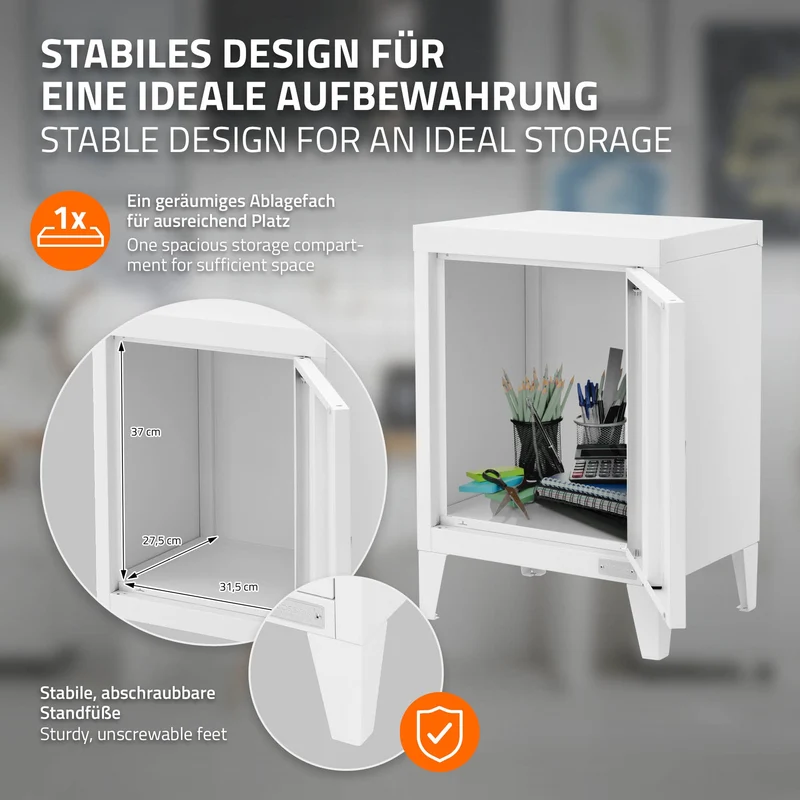 Aktenschrank Büroschrank Industrial 40x30x57,5 cm Weiß aus Stahl ML-Design