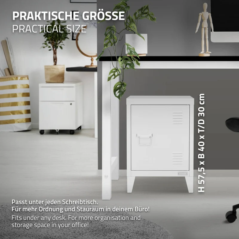 Aktenschrank Büroschrank Industrial 40x30x57,5 cm Weiß aus Stahl ML-Design