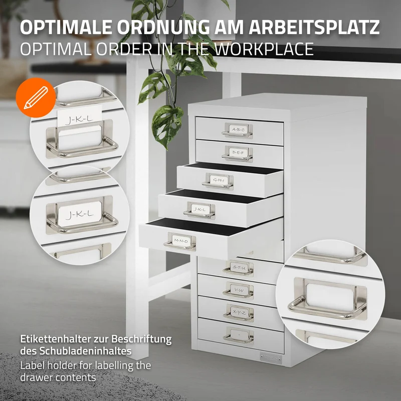 B-Ware Aktenschrank mit 10 Schubladen 28x38x60 cm Weiß aus Metall ML-Design