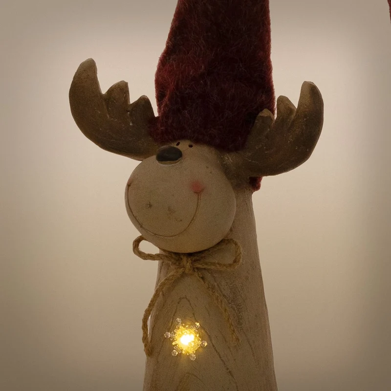 ECD GERMANY | Weihnachtselch-Figur mit LED-Beleuchtung 80-113 cm Braun Weihnachtsdeko Innen LED-Rentier Weihnachtsfigur Batteriebetrieben Dekofigur