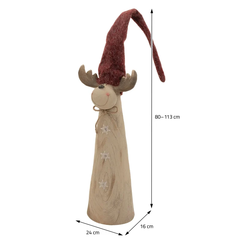 ECD GERMANY | Weihnachtselch-Figur mit LED-Beleuchtung 80-113 cm Braun Weihnachtsdeko Innen LED-Rentier Weihnachtsfigur Batteriebetrieben Dekofigur
