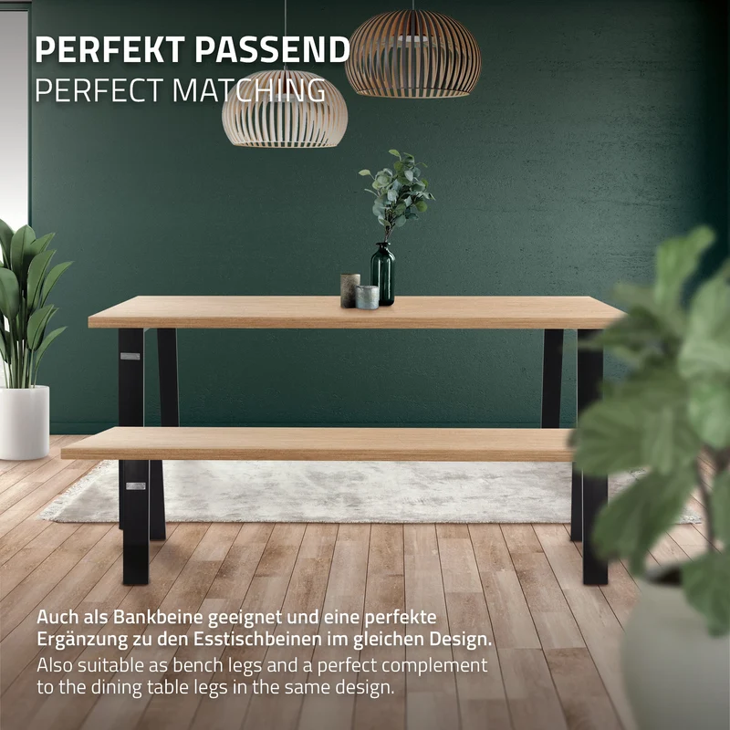 2er Set Tischkufen Bankkufen Loft 44x42 cm Schwarz Profil 8x2 cm Stahl U-Form ML-Design