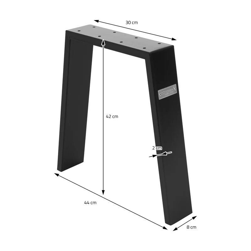 2er Set Tischkufen Bankkufen Loft 44x42 cm Schwarz Profil 8x2 cm Stahl U-Form ML-Design