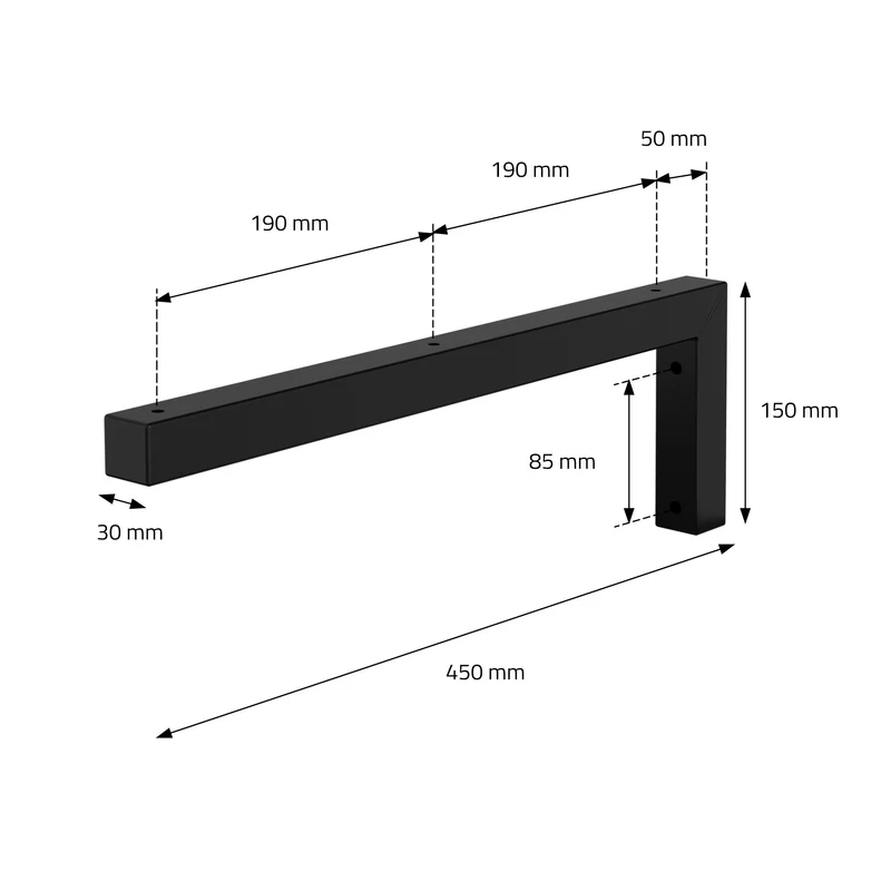 Wandkonsole Regalhalterung 2er Set 450 x 150 mm Schwarz aus Stahl ML-Design