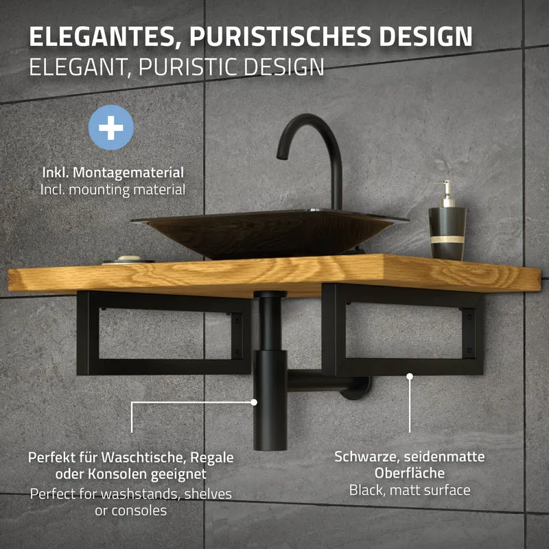 Wandkonsole Regalhalterung 2er Set 500 x 150 mm Schwarz aus Stahl ML-Design