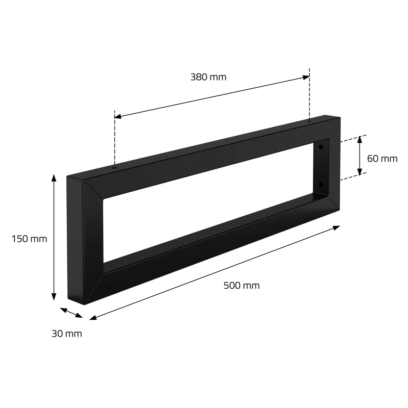 Wandkonsole Regalhalterung 2er Set 500 x 150 mm Schwarz aus Stahl ML-Design