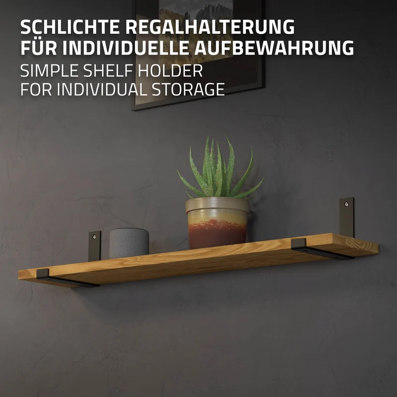 Wandkonsole Regalhalterung 2er Set 200 x 140 mm Schwarz aus Stahl ML-Design