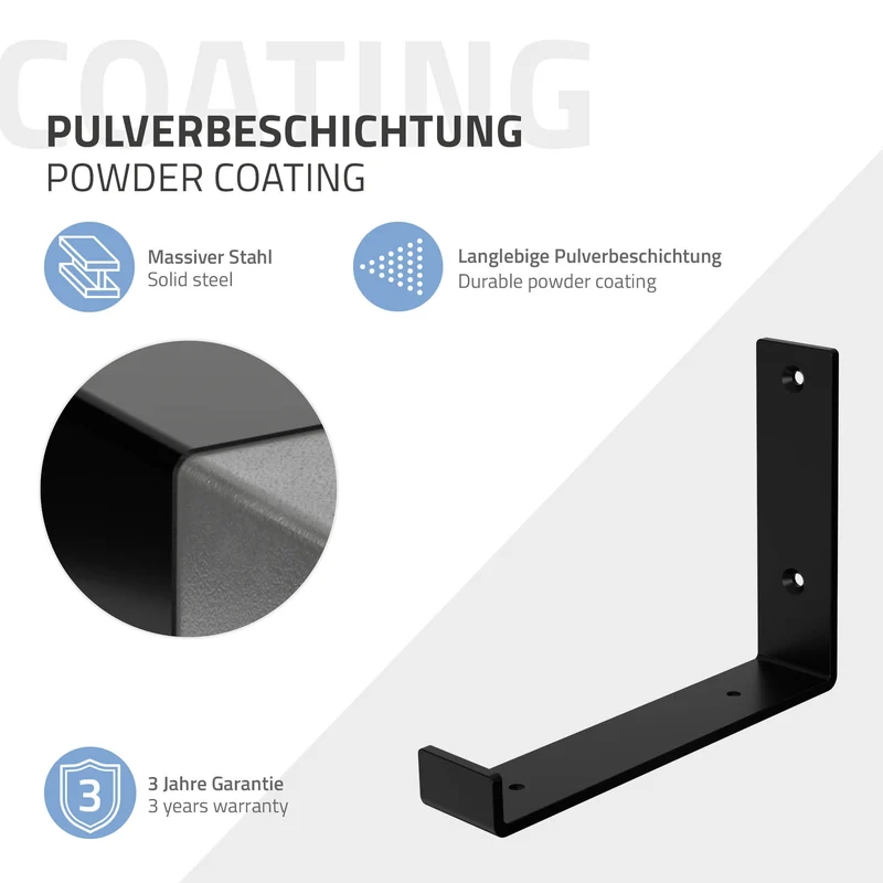 Wandkonsole Regalhalterung 2er Set 200 x 140 mm Schwarz aus Stahl ML-Design