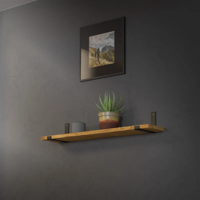 Wandkonsole Regalhalterung 2er Set 200 x 140 mm Schwarz aus Stahl ML-Design