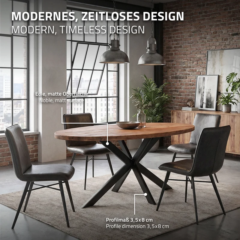 ML-DESIGN | Tischbeine Spider-Design mit flaches Profil 120x78x71,5 cm aus Stahl Schwarz Tischgestell Tischfüße Tischkufen für Esstisch