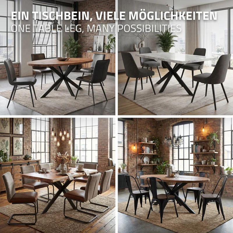 ML-DESIGN | Tischbeine Spider-Design mit flaches Profil 120x78x71,5 cm aus Stahl Schwarz Tischgestell Tischfüße Tischkufen für Esstisch