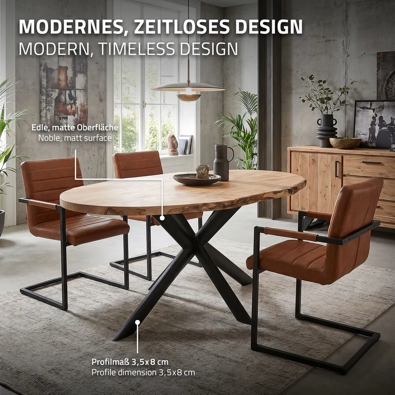 ML-DESIGN | Tischbeine Spider-Design mit ovalem Profil 120x78x71,5 cm aus Stahl Schwarz Tischgestell Tischfüße Tischkufen für Esstisch