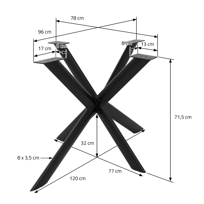 ML-DESIGN | Tischbeine Spider-Design mit ovalem Profil 120x78x71,5 cm aus Stahl Schwarz Tischgestell Tischfüße Tischkufen für Esstisch