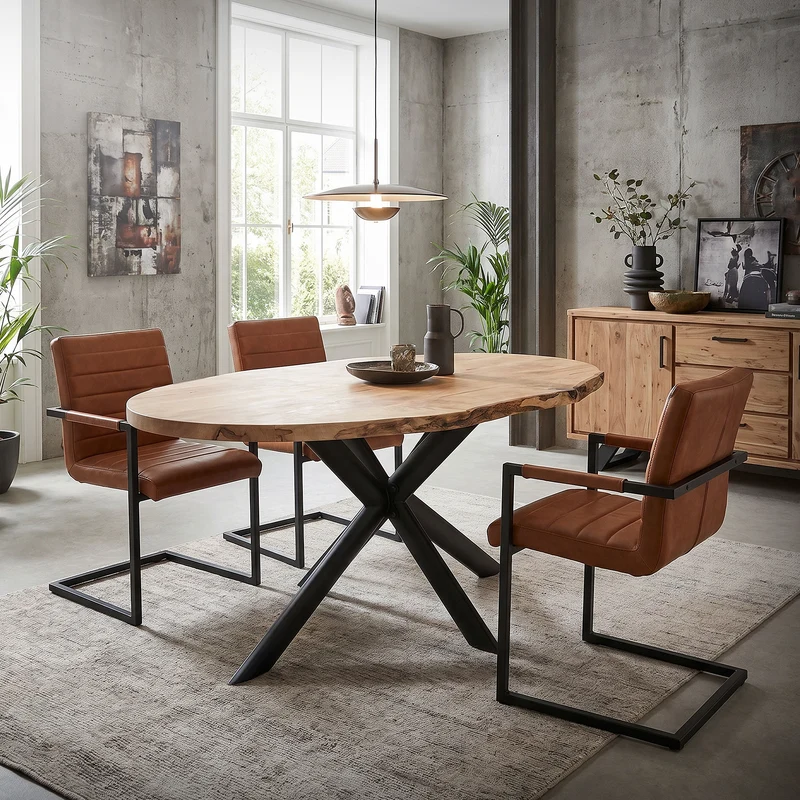 ML-DESIGN | Tischbeine Spider-Design mit ovalem Profil 120x78x71,5 cm aus Stahl Schwarz Tischgestell Tischfüße Tischkufen für Esstisch
