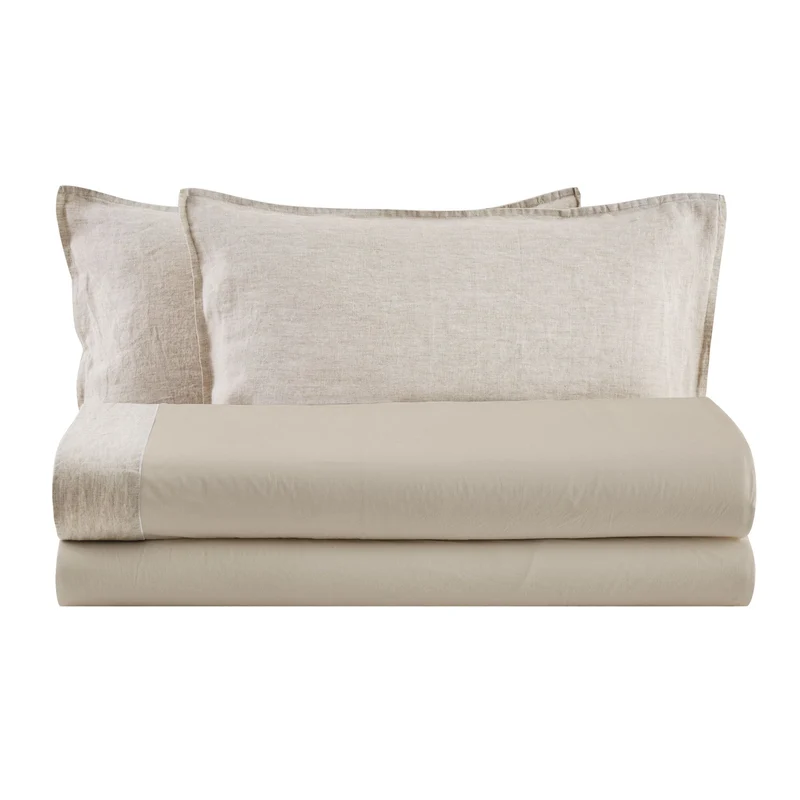 Completo Lenzuola in Cotone StoneWash con Balza in Lino - Sierra