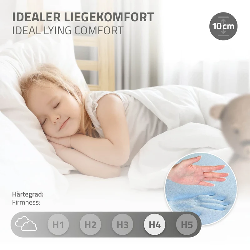 ML-DESIGN | Kinderbett mit Matratze und Lattenrost & Dach aus massivem Kiefernholz 90x200 cm Natur Hausbett Montessori Bettgestell für Mädchen Jungen