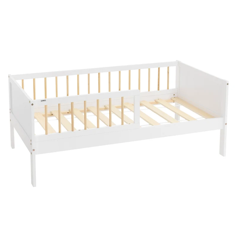 Kinderbett aus Kiefernholz mit Lattenrost und Rausfallschutz ML-Design