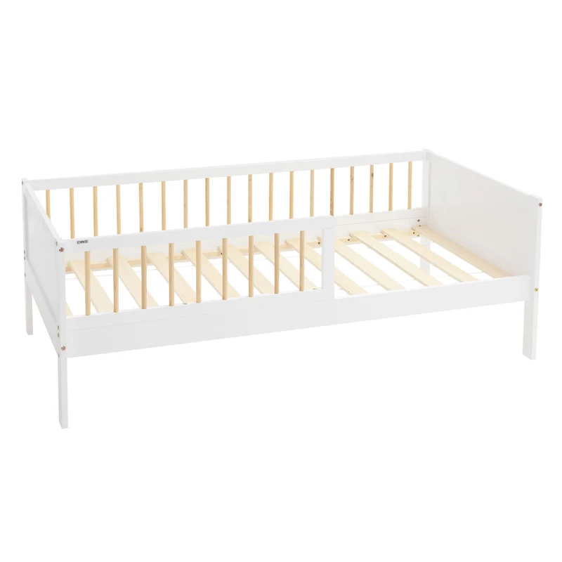 Kinderbett aus Kiefernholz mit Lattenrost und Rausfallschutz ML-Design