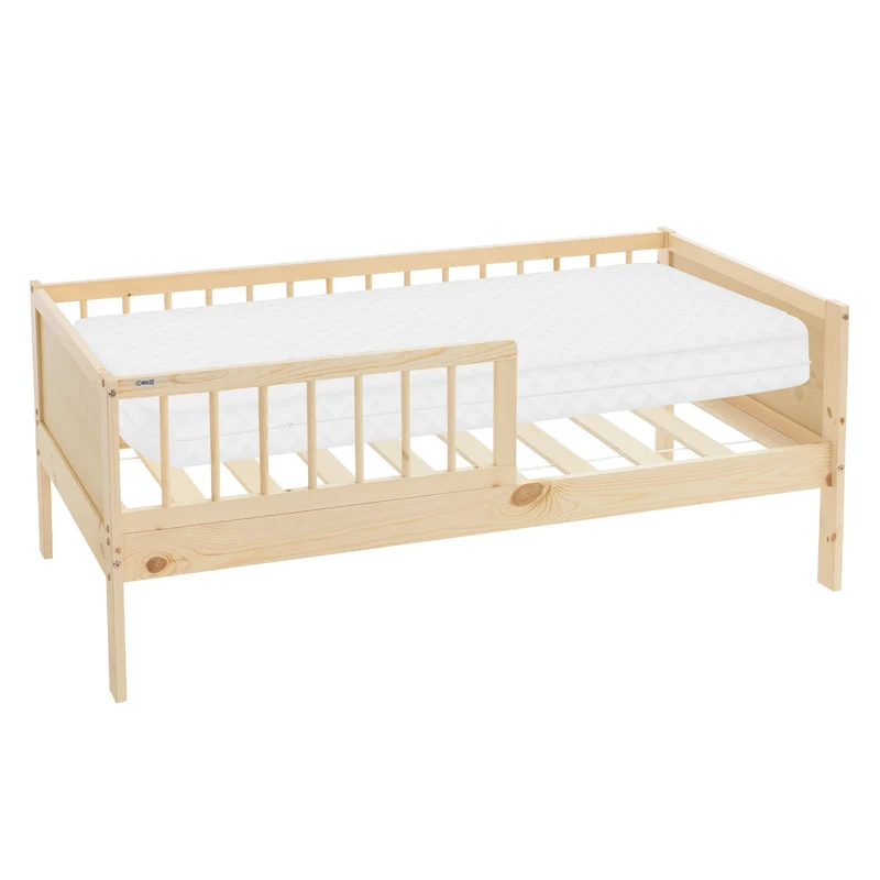 Kinderbett aus Kiefernholz mit Lattenrost und Rausfallschutz ML-Design