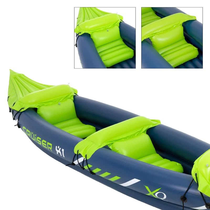 Kajak Cruiser X1 mit Alu-Doppelpaddel 318x80x55 cm Grün/Weiß/Blau aus Kunststoff