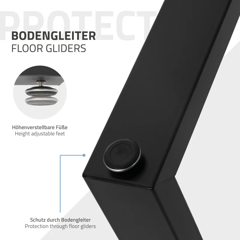 B-Ware Tischbeine Tischgestell 2er Set U-Design 70x74 cm Schwarz aus Stahl ML-Design