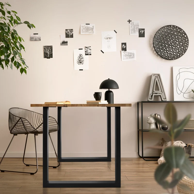 B-Ware Tischbeine Tischgestell 2er Set U-Design 70x74 cm Schwarz aus Stahl ML-Design