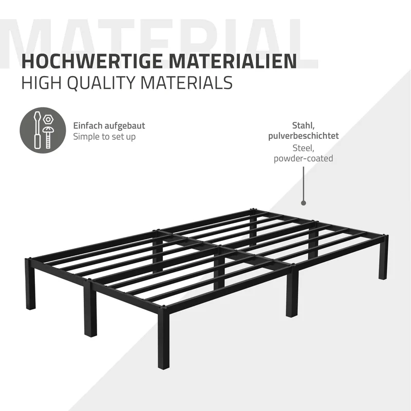 Bettgestell Doppelbett 120x200 cm aus Metall Schwarz mit Lattenrost ML-Design