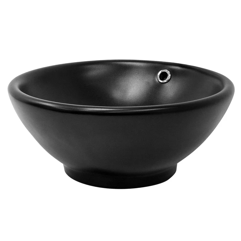 LuxeBath | Waschbecken Rund inkl. Überlauf Ø 420x170 mm aus Keramik Waschplatz Handwaschbecken für das Badezimmer
