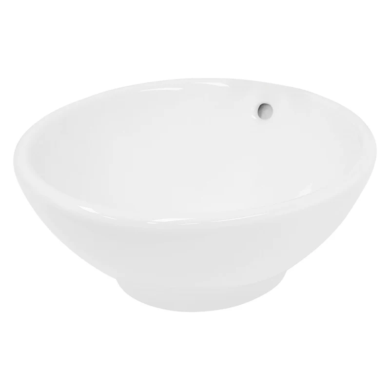 LuxeBath | Waschbecken Rund inkl. Überlauf Ø 420x170 mm aus Keramik Waschplatz Handwaschbecken für das Badezimmer