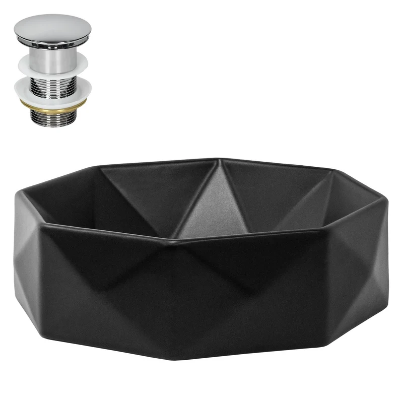 LuxeBath | Waschbecken Diamantform ohne Überlauf Ø 420x135 mm aus Keramik Waschplatz Handwaschbecken für das Badezimmer