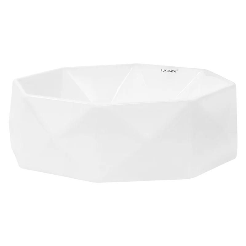 LuxeBath | Waschbecken Diamantform ohne Überlauf Ø 420x135 mm aus Keramik Waschplatz Handwaschbecken für das Badezimmer