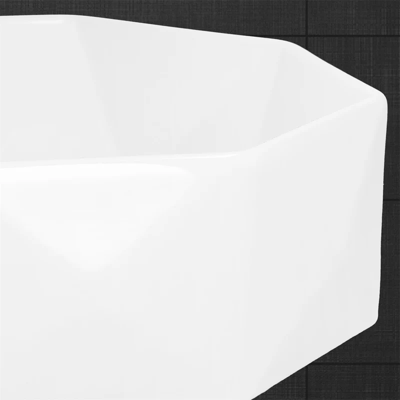 LuxeBath | Waschbecken Diamantform ohne Überlauf Ø 420x135 mm aus Keramik Waschplatz Handwaschbecken für das Badezimmer
