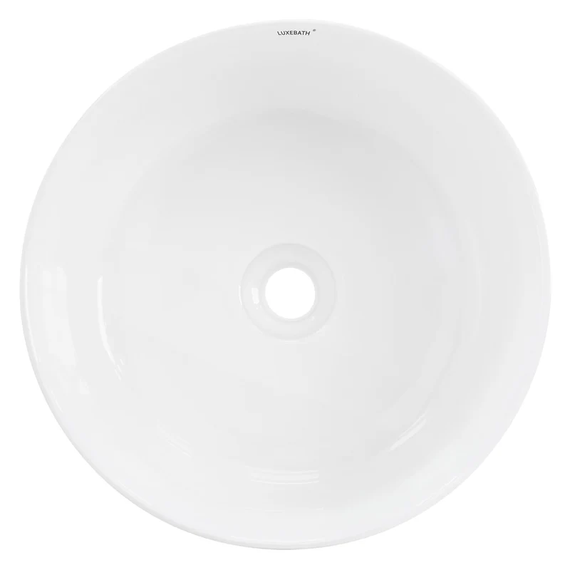LuxeBath | Waschbecken Rund ohne Überlauf Ø 410x180 mm aus Keramik Waschplatz Handwaschbecken für das Badezimmer