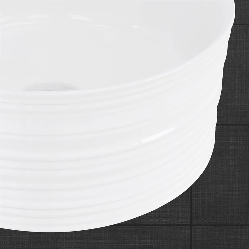 LuxeBath | Waschbecken Rund ohne Überlauf Ø 410x180 mm aus Keramik Waschplatz Handwaschbecken für das Badezimmer