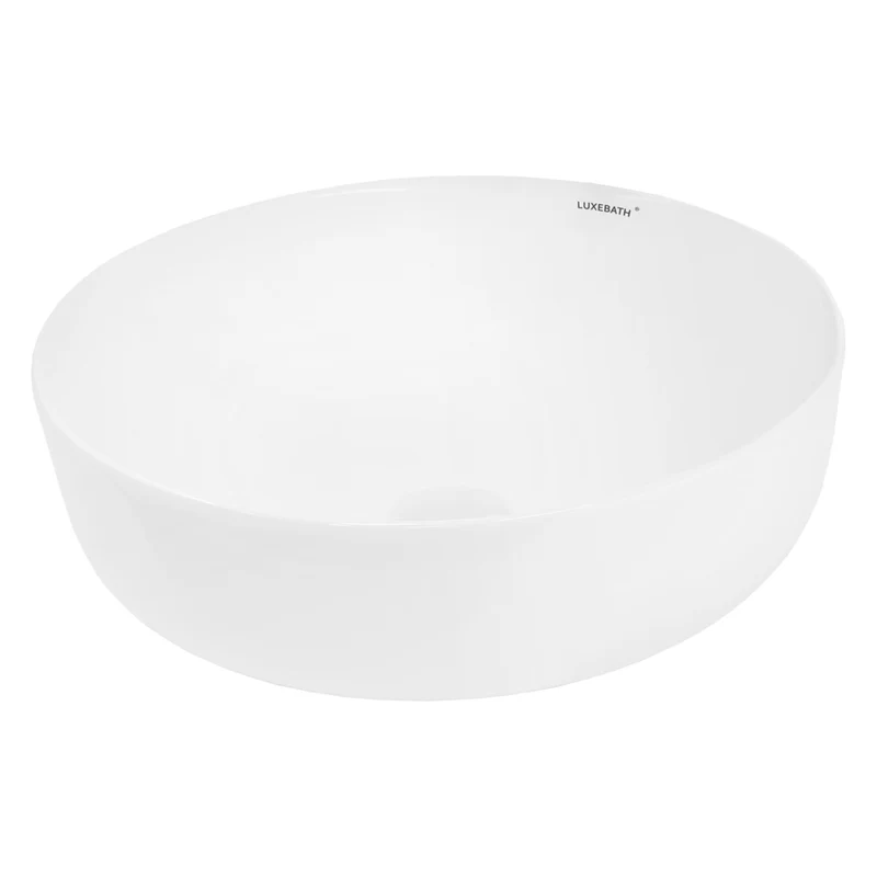 LuxeBath | Waschbecken Rund ohne Überlauf Ø 400x135 mm aus Keramik Waschplatz Handwaschbecken für das Badezimmer
