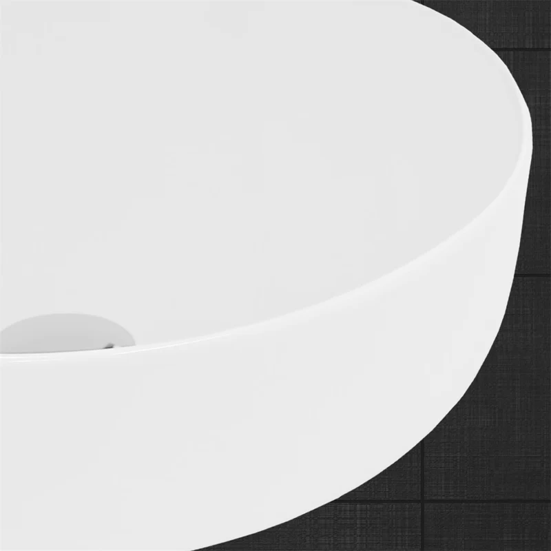 LuxeBath | Waschbecken Rund ohne Überlauf Ø 400x135 mm aus Keramik Waschplatz Handwaschbecken für das Badezimmer