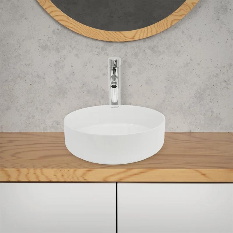 LuxeBath | Waschbecken Rund ohne Überlauf aus Keramik Waschplatz Handwaschbecken für das Badezimmer